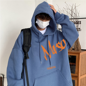 M008DP60加绒65新款含棉量100%宽松套头卫衣连帽字母印花INS图片