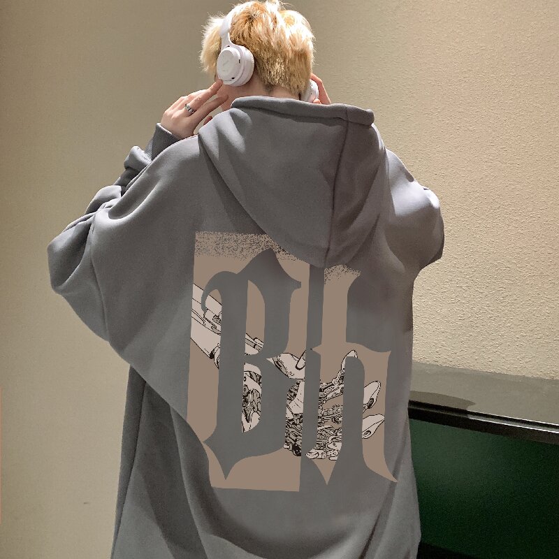 M003DP60加绒65新款100%含棉量重磅连帽卫衣男INS宽松情侣外套,男装卫衣,星座304A