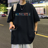 T699FP26新款纯棉宽松休闲圆领短袖T恤男民族风印花薄款透气体恤，男装T恤，星座304A