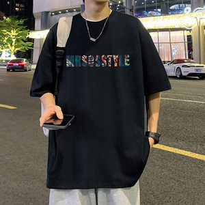 T699FP26新款纯棉宽松休闲圆领短袖T恤男民族风印花薄款透气体恤图片