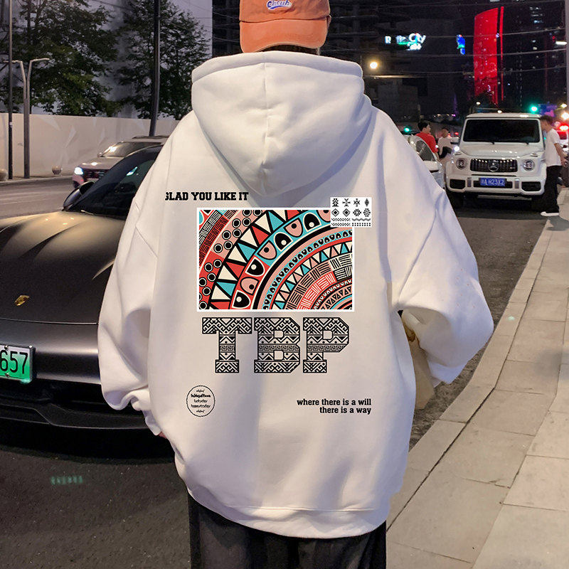 M009加绒CP55新品潮民族风加绒连帽卫衣男宽松外套情侣外套,男装卫衣,星座304A