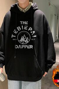 W380加绒DP55冬季连帽加绒卫衣男小众加厚宽松外套字母打底衫