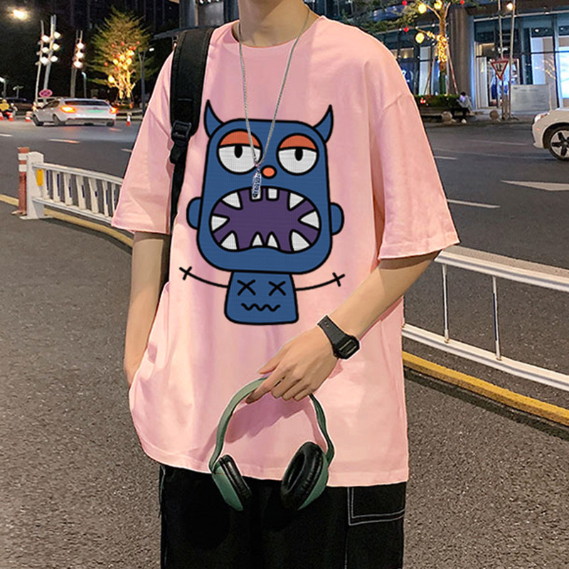 XZ304A-ST589BAP25新款夏季港风短袖t恤男潮牌潮流潮流小恶魔怪兽,男装T恤,星座304A