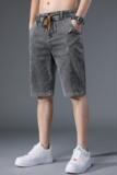 新品牛仔中裤五分裤明线休闲裤松紧腰弹力XZ304B-2-KZ6009-1P55，男装牛仔裤，星座304A-1