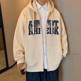 H189FP70加绒75新款含棉量60%开衫连帽卫衣男运动字母印花外套，男装卫衣，星座304A
