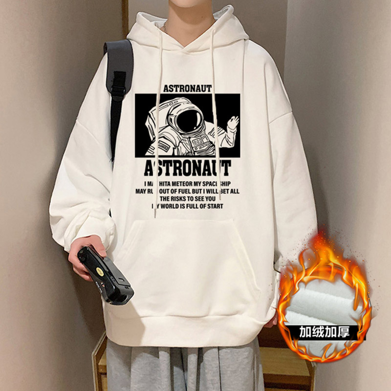 XZ304A-W367D冬季宇航员加绒男士卫衣小众运动连帽外套图片