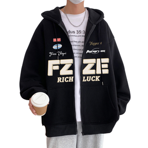 H182加绒FP75新款60%棉新款基础拉链抽绳加绒加厚连帽卫衣图片