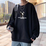 W302P35新款宽松港风卫衣男无帽卡通vintage套头圆领上衣，男装卫衣，星座304A