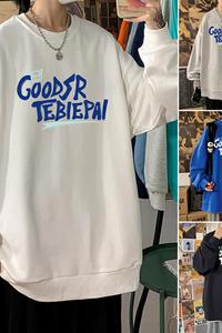 W515P35新款卫衣男衣服美式宽松套头圆领外套潮流休闲打底衫