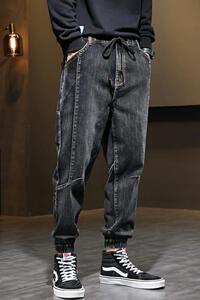 XZ304B-2-KZ2035-CP65秋冬牛仔裤贴标款式松紧腰束脚休闲图片