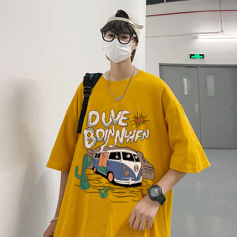 XZ304A-T621C新款短袖T恤男夏季薄款纯棉圆领体恤潮流情侣装图片