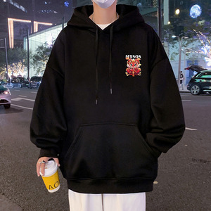 CM061加绒FP65新款纯棉卫衣休闲保暖帽衫龙狮印花加绒连帽外套