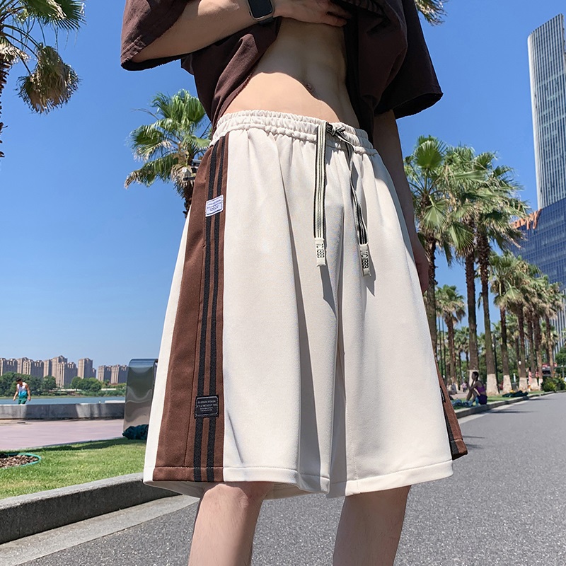 DK108FP38新款休闲短裤贴标刺绣宽松直筒五分裤ins休闲运动裤子，男装休闲裤，星座304A