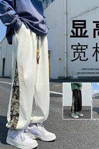 K891FP55加绒65新品裤子刺绣运动裤垂感阔腿宽松束脚休闲长裤,兜兜鞋搭配什么裤子图片