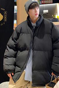 MY03D新品小众纯色面包棉服外套宽松拉链开衫立领棉袄男士棉衣图片