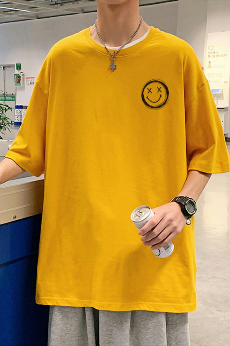XZ304A-ST596AP25港风笑脸男士短袖t恤夏季新款ins潮牌简约潮流,男装T恤,星座304A