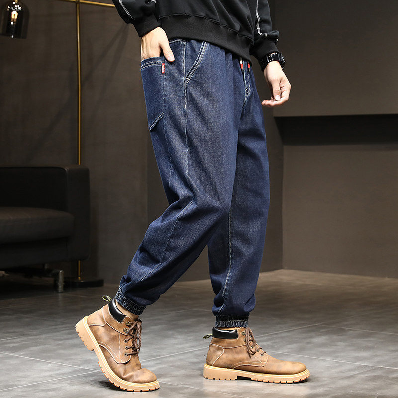 XZ304B-2-B新款宽松休闲男士牛仔裤大码哈伦裤加厚日系,男装牛仔裤,星座304A