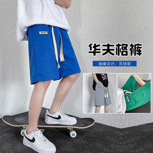 XZ304A-1-DK53CP35潮夏季薄款华夫格短裤男抽绳小众运动五分裤图片