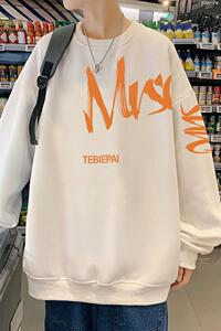 W503D新品宽松无帽圆领卫衣男小众打底衫港风字母印花上衣图片