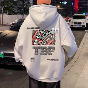 M009加绒CP55新品连帽卫衣男加绒宽松重磅vintage卡通印花长袖外图片