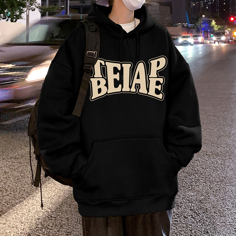M017FP60新款100%全棉连帽卫衣男重磅字母印花情侣宽松上衣,男装卫衣,星座304A
