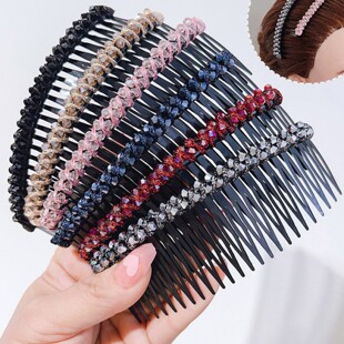 新款发梳刘海梳倒插梳发卡韩版发饰成人发夹水钻后脑勺碎发整理器