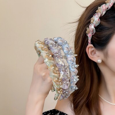 新款网纱水钻波浪发箍