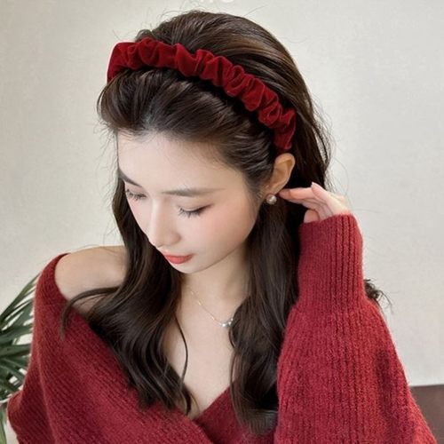 高颅顶细发箍丝绒褶皱