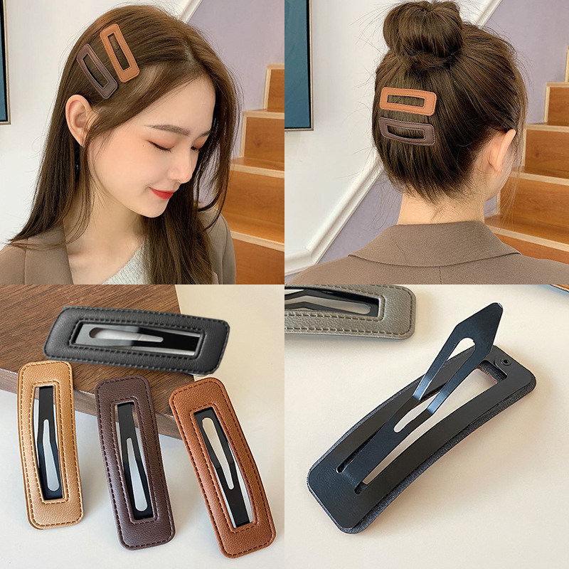 女气质碎发边夹百搭后脑勺头发夹子bb夹韩版头饰皮质发夹简约发饰