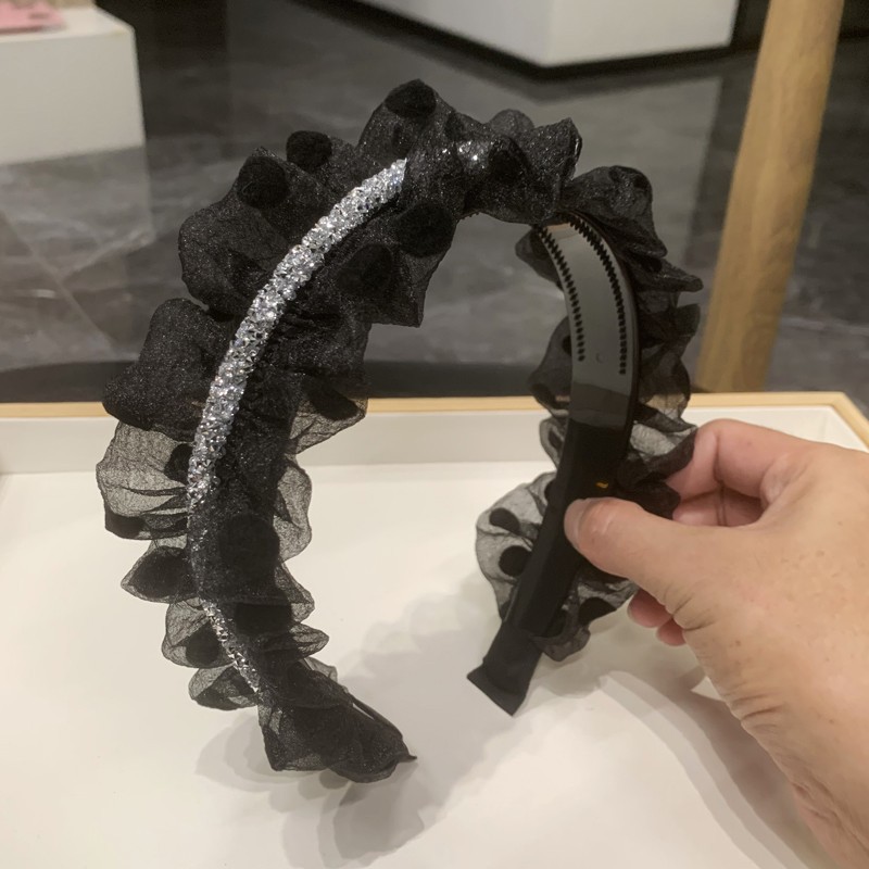 网纱褶皱发箍布艺高颅顶头箍