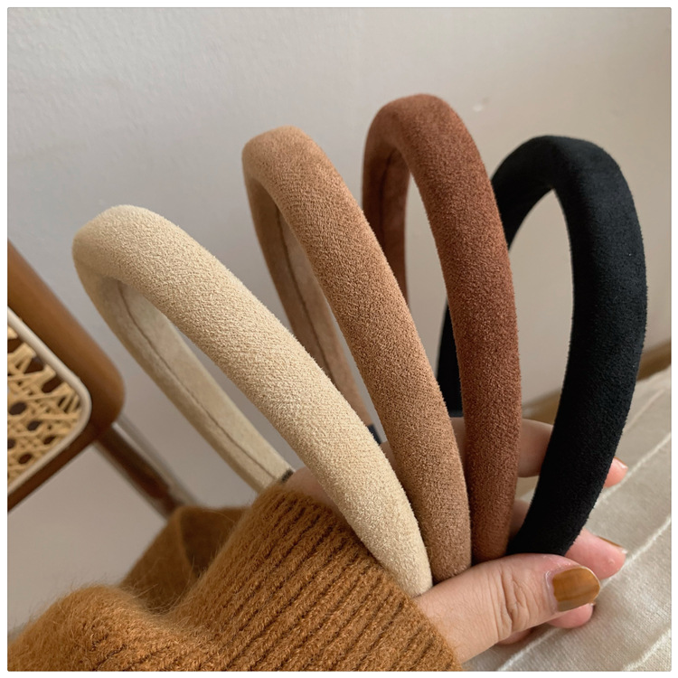 秋冬新款麂皮绒发箍高颅顶压碎发