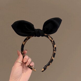 复古时尚豹纹蝴蝶结发箍2026新款质感洗脸发卡女头饰百搭外出头箍