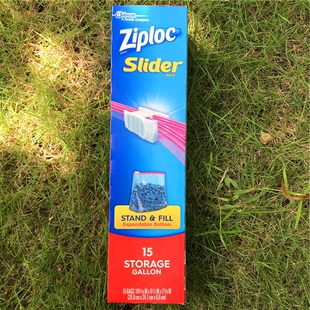 15个Ziploc Slider 15Storage Gallon密保诺站立拉链密实大号实袋