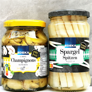 Edeka Canned Mushrooms Aspsragus德国埃德卡芦笋尖整粒切片蘑菇