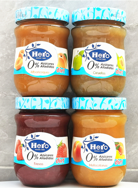 Hero Strawberry Jam进口英雄牌无蔗糖添加杏果草莓李子桃子果酱