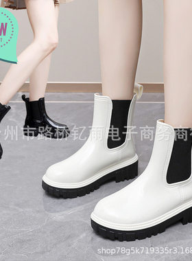网红马丁雨靴女新款外穿厚底水鞋防水靴胶鞋防滑短筒日式果冻雨鞋