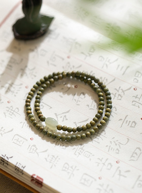 绿檀6m纤细佛珠手链简约和田玉古风小清新仙气檀木手串文艺女款