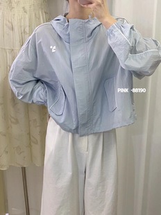 上衣 开衫 短外套休闲棒球服防晒衣女夏新款 PINK89190连帽宽松薄款