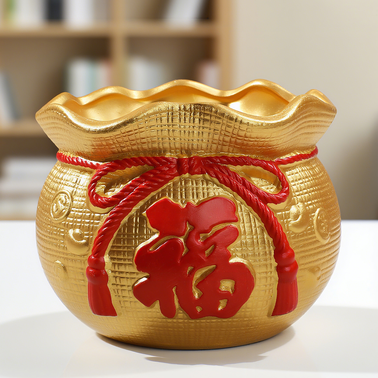 花盆陶瓷盆发财树花盆绿植盆栽室内客厅红陶多肉盆金色红色花卉盆