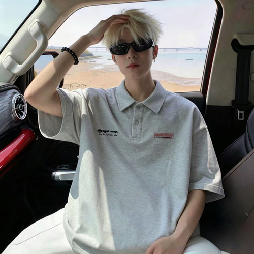 盐系少年感重磅宽松短袖Polo衫男