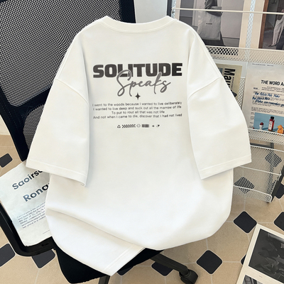 美式复古纯棉宽松字母印花T恤男