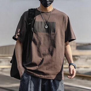 短袖T恤男日系宽松版型 美式复古潮牌街头风休闲百搭做旧半袖上衣
