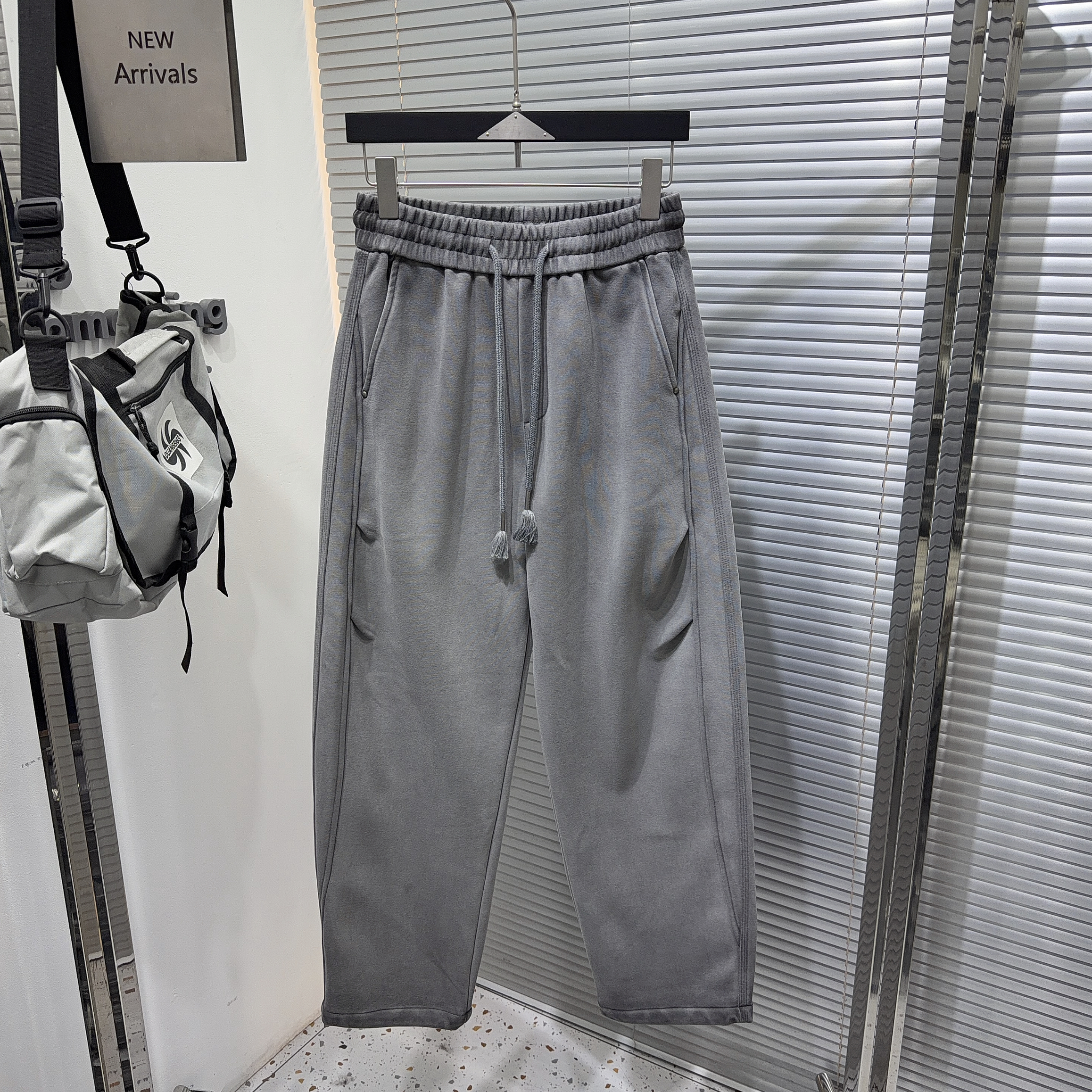 YOUDU潮牌复古工业灰做旧扎染休闲裤男冬季时尚痞帅宽松直筒卫裤m