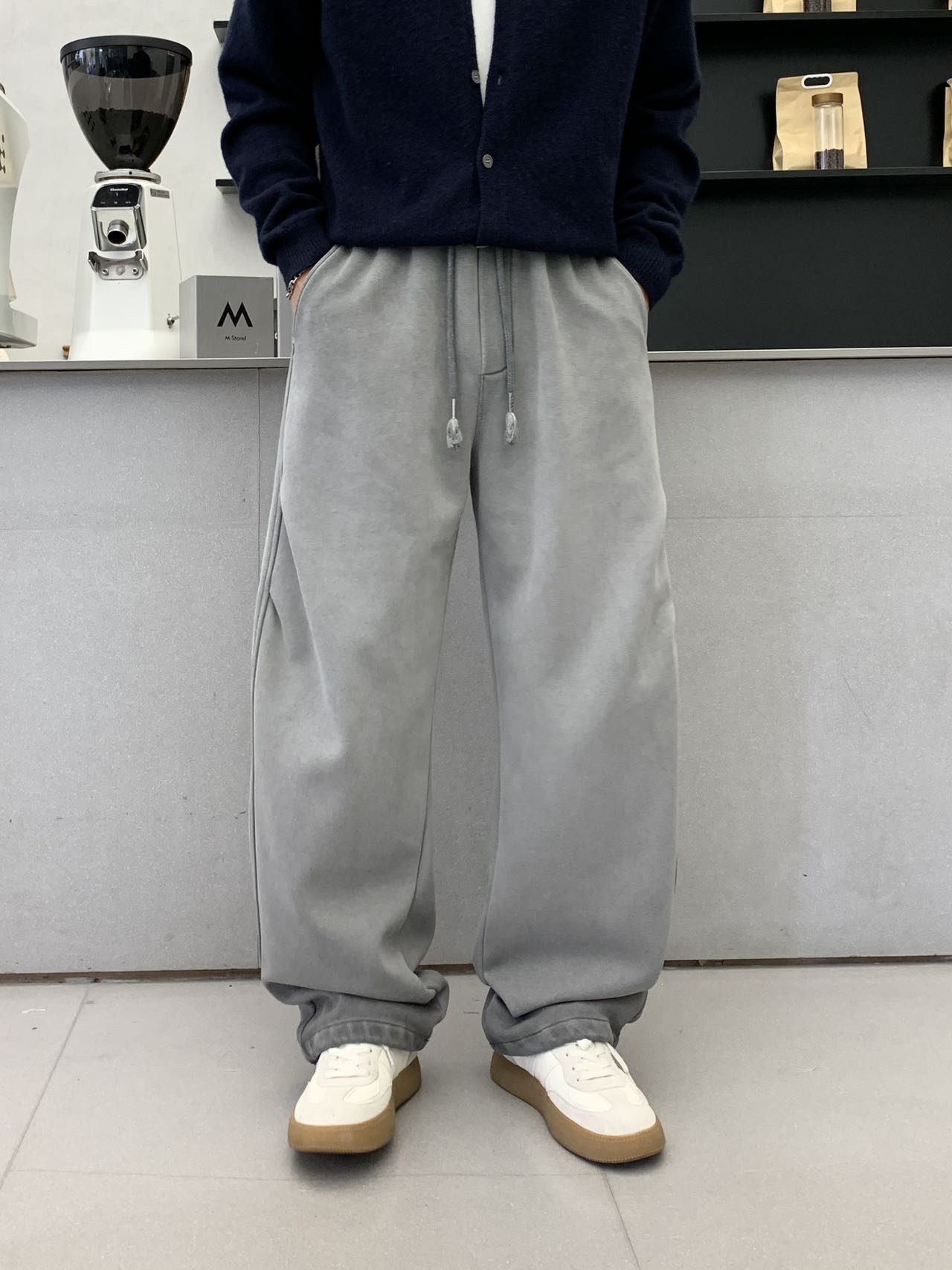 YOUDU冬季新款休闲裤美式潮流水洗做旧加绒加厚时尚痞帅直筒裤潮