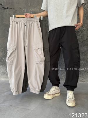 2026春夏男户外机能多口袋工装束脚休闲裤美式宽松痞帅薄款长裤子