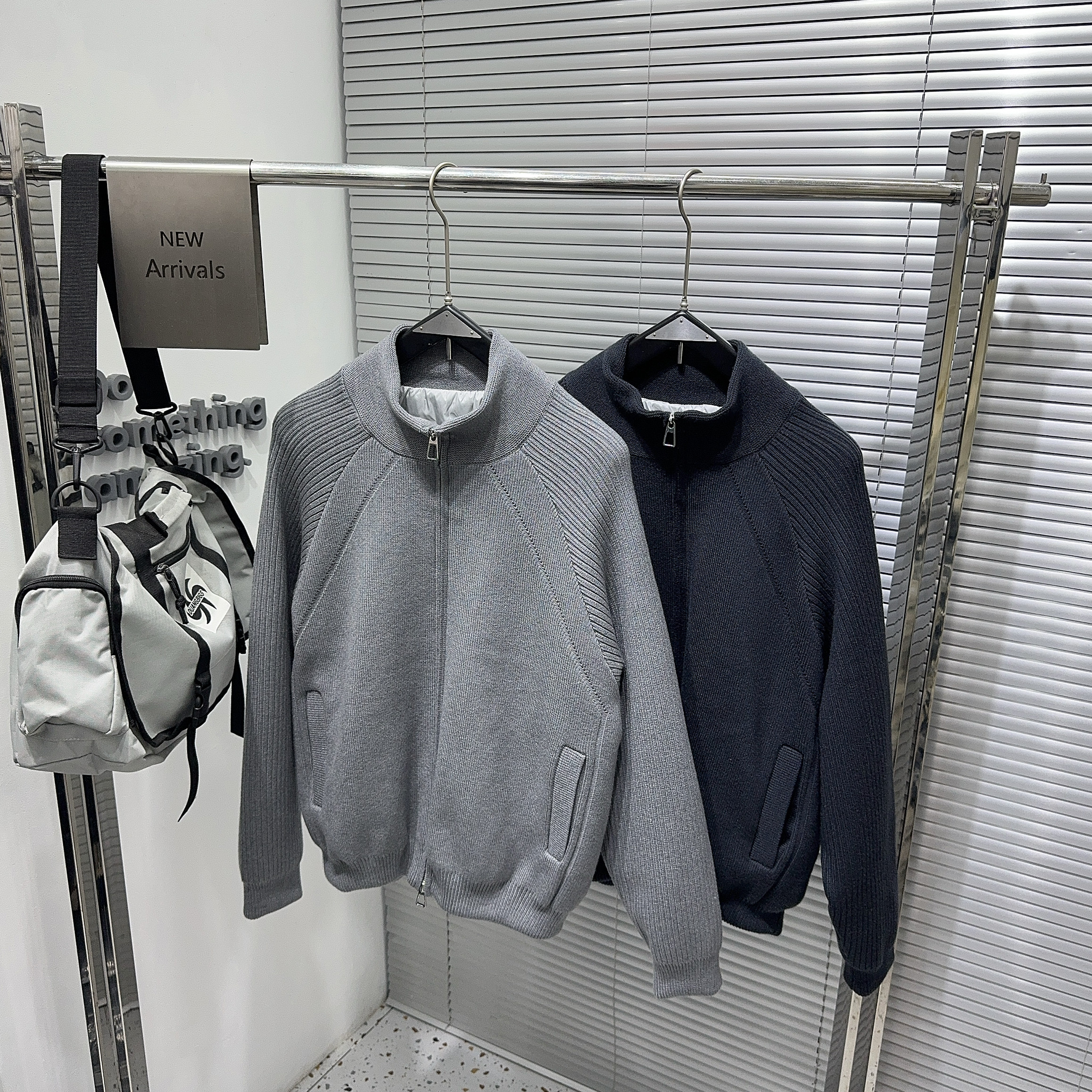 美式潮流重磅冬季新款90白鸭绒男士保暖针织外套时尚外穿毛衣夹克