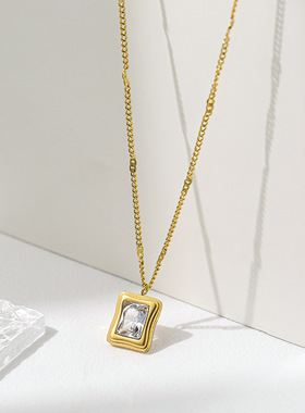 欧美ins冷淡金属钛钢锁骨链女