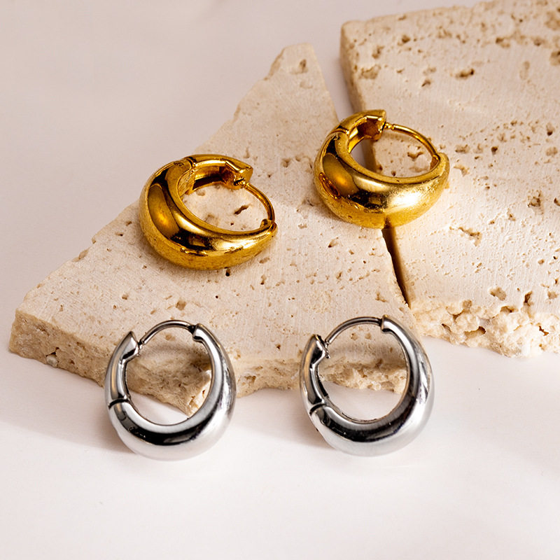 跨境时尚简约钛钢镀18K金耳环耳扣chic风百搭耳饰女气质OL风,饰品/流行首饰/时尚饰品新,耳环,淘宝优惠券,粉丝福利购,淘宝优惠卷