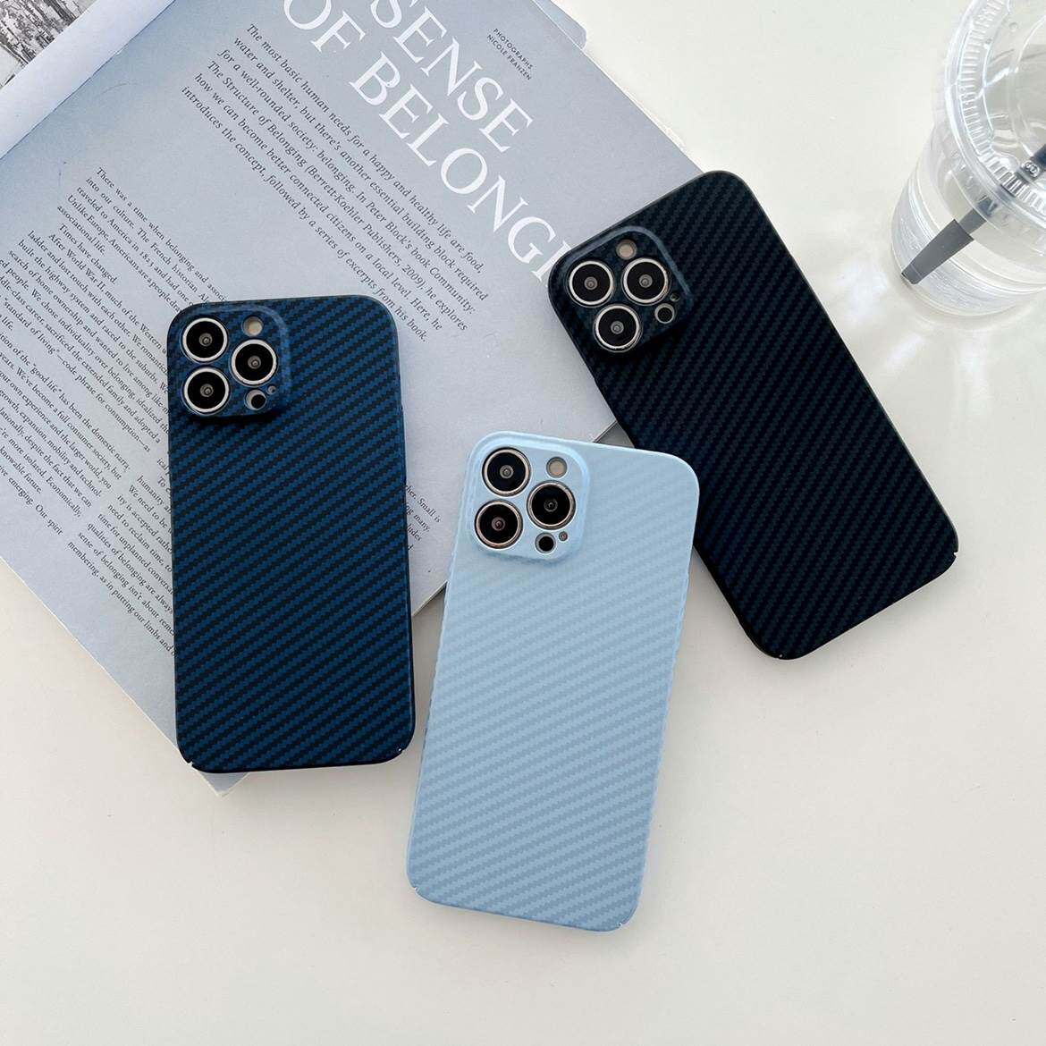 pc case for iphone 13 pro max 12 casing carbon fiber pattern适用苹果14ProMax手机壳简约碳纤纹11pr硬壳