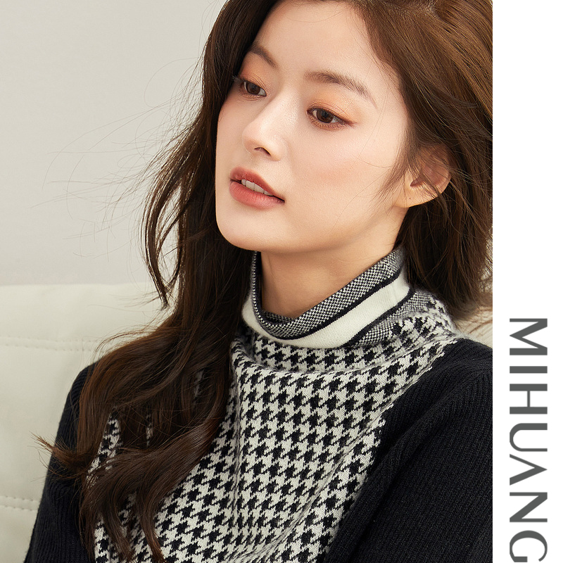 格纹图案 时尚女士羊绒衫